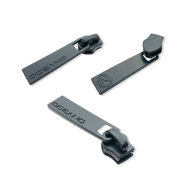 Custom Engraved Logo Matt Black Metal Zipper Slider Pulls #3 #5 #8