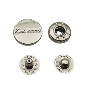Customized Metal 4 Parts Silver Snap Fastener Button for Clothes Jacket