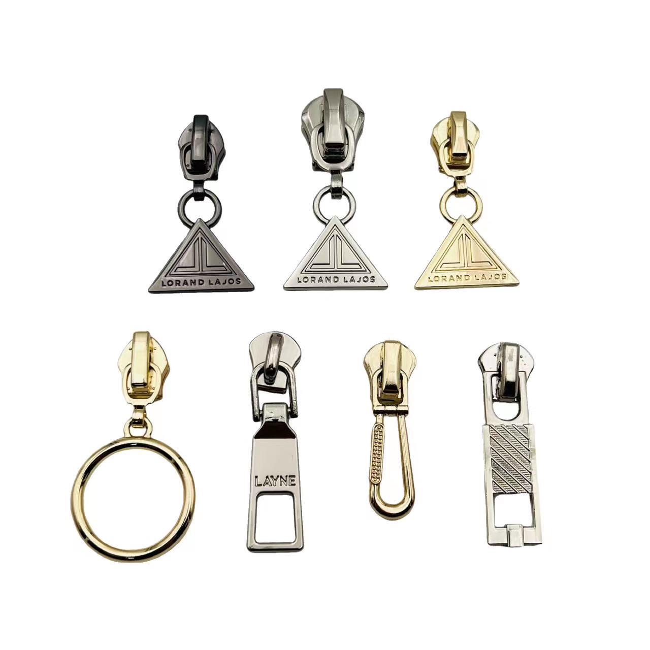 Custom Logo Metal Zipper Pulls #3 #5 #8