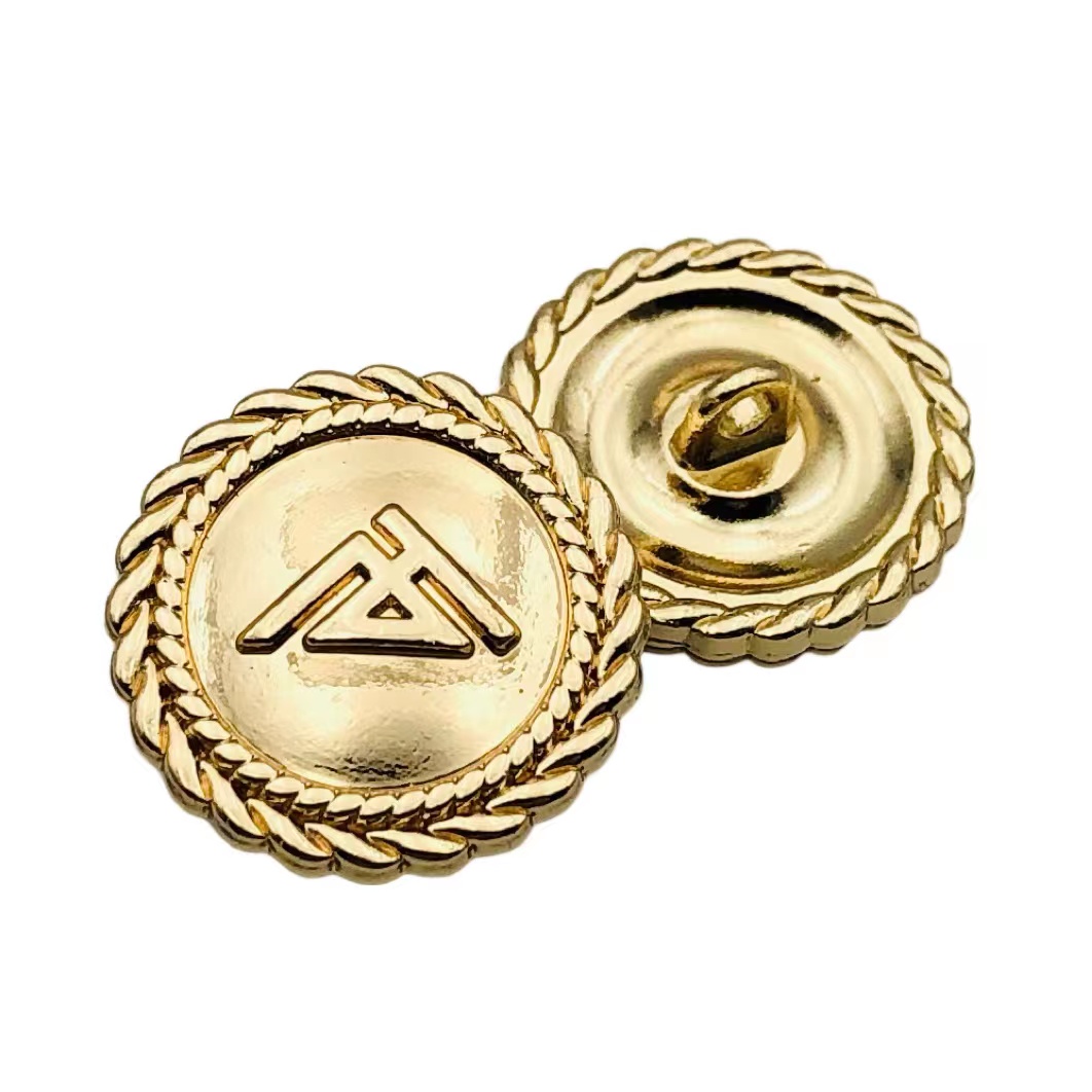 Custom Logo Gold Metal Sewing Shank Buttons for Coats Clothing