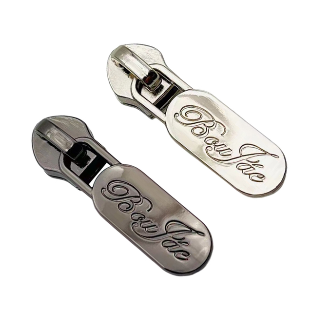 Custom Engraved Logo Metal Zipper Slider Pulls #3 #5 #8 for Bags
